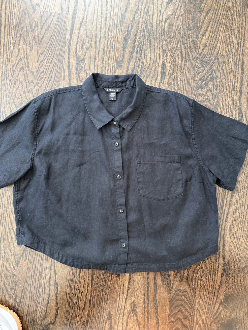 Athleta Black Short-Sleeve Button-Up Shirt